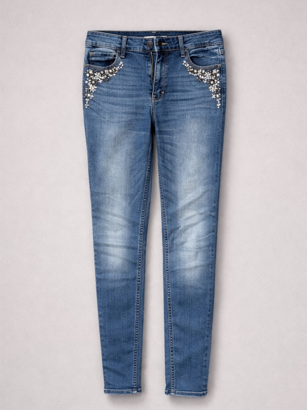 Abercrombie & Fitch Blue Skinny Jeans with Crystal Accents